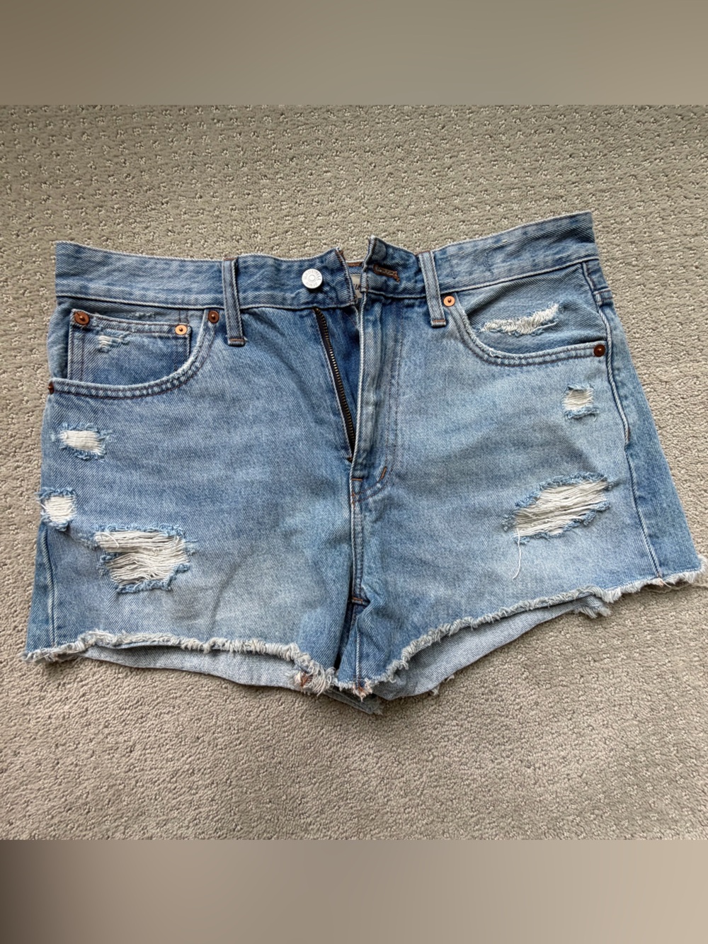 Madewell Light Blue Distressed Denim Cutoff Shorts